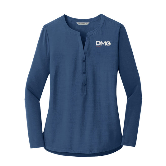 Ladie's Concept Henley Tunic - Dusty Blue